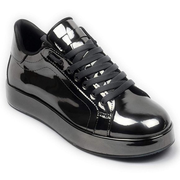 Women's Patent Leather Stylish Fashion Sneakers - Picture 2 of 8